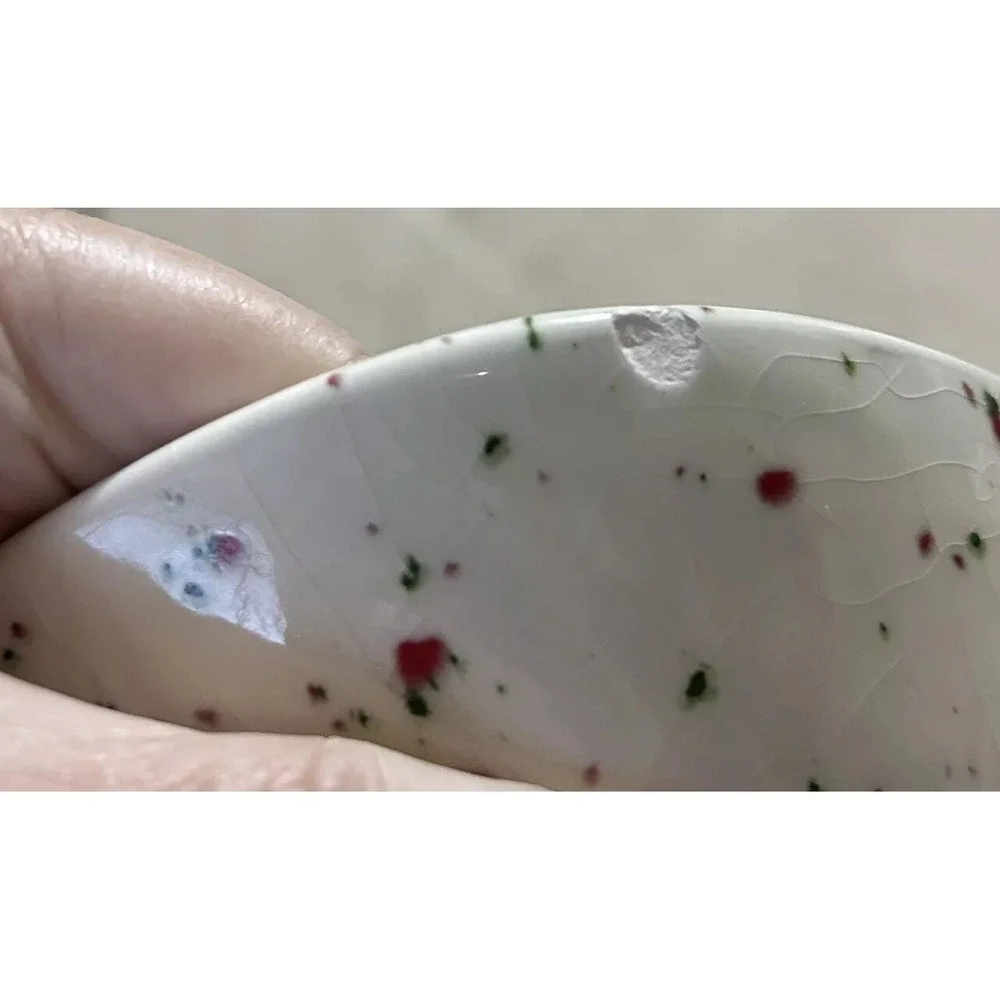 Merry X-mas Bowl Red Green‎ Sprinkles 1990 OOAK Christmas Holiday popcorn